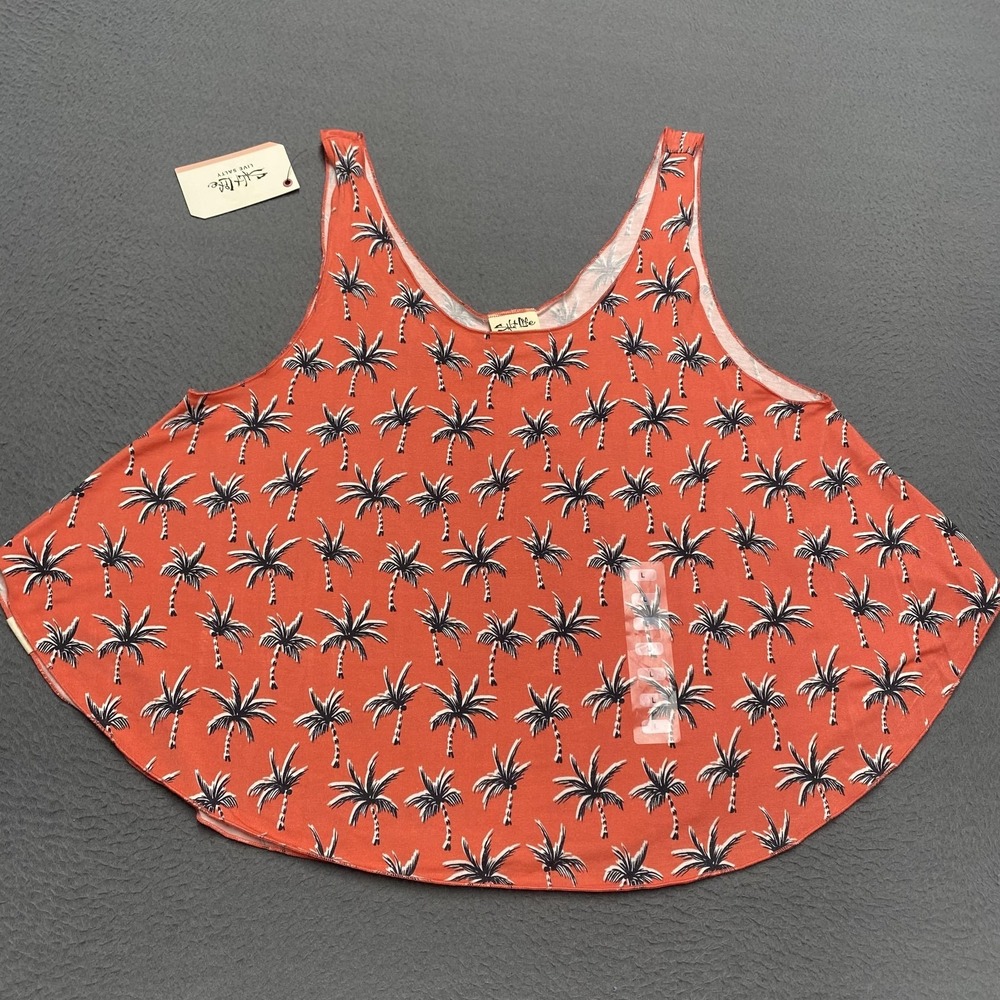 Salt Life Tank Top Womens Large Orange Palm Tree Scoop Neck Beach Tropical